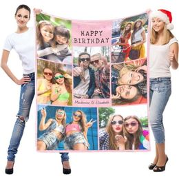 Gifts Women and Men Personalised Adults Custom Blanket with Photos for Birthday Christmas