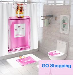 New Luxury Shower Curtain Four-Piece Bathroom Waterproof Curtain Non-Slip Floor Mat Toilet Mat Bathroom Supplies