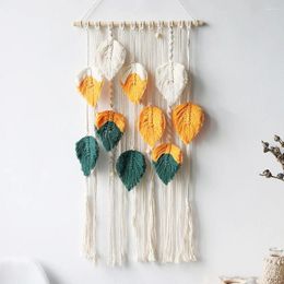 Tapestries Ins Style Nordic Hand-woven Feather Leaf Tapestry Moroccan Colourful Woven Rope Wall Decoration Homestay Background Fabric