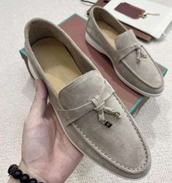2024 Mule Loafers Suede Women Slippers Flats Loafers 100% real Suede Moccasin Size 35-45 luxury Designer Shoes Summer Slip-Ons Deep Ocra Babouche Charms Walk Linen 66