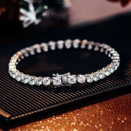 Luxury Jewellery Moissanite Chain Iced Out 925 Silver Moissanite Bracelet Tennis Chain Spring Clasp Vvs d Moissanite Tennis