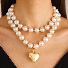 Choker FANYIN Multi Layered Pearl Necklace Geometric Love Fashion Collar Chain