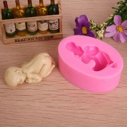 Baking Moulds 3D Sleeping Baby Doll Silicone Cake Mould Face Down Party Fondant Decorating Tools Cupcake Chocolate