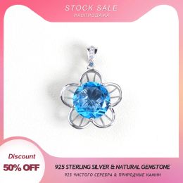 Necklace TBJ Stock sale ,925 sterling silver pendant without chain natural blue topaz gemstone fine Jewellery for women gift good quality