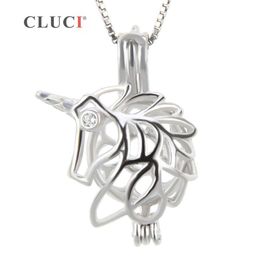 CLUCI fashion 925 sterling silver Unicorn cage pendant for women making pearls necklace Jewellery 3pcs S18101607196b