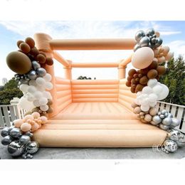 wholesale outdoor activities commercial moonwalk white inflatable bouncer jumping bouncy castle pastel blue pink wedding bounce house for party