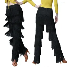 Stage Wear Adult Latin Dance Pants Fringe Top Ballroom Samba Salsa Tassels Trousers Performance Clothes Rumba Dancewear