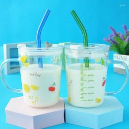 Wine Glasses Glass Cup Home Milk Tableware With Lid Cartoon Breakfast Training Kettle Party Grass Mug Accessories