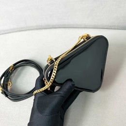 Evening Bags New Style Bag for Women 2024 Fashion Trend Patent Leather Crossbody Bag Female Mini Triangle Metal Chain Bag Casual High Quality