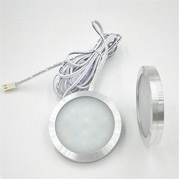DC12v 3W led spot light 2835 puck Under Cabinet Wardrobe Showcase Lamp with 2 meters Wire 3M back glue or screw installation Kitch199k
