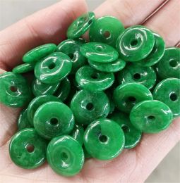 Alloy 5pc Natural Green Jade Beads Safety Doughnut Pendants Jadeite Emerald DIY Bracelet Necklace Jewelry Fashion Accessories