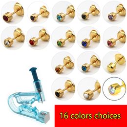 16 Colors Diamond Ear Piercing Gun Kit Disposable Healthy Safety Earring Piercer Tool Machine Kit Studs Nose Lip Body Jewelry Accessories 435-G