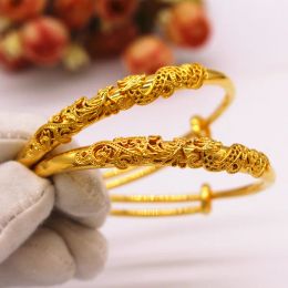 Bangles African Wedding Relief Dragon and Phoenix Imitation Gold Bracelet Women's Middle East Dubai Wedding Jewelry Stereo Bracelet