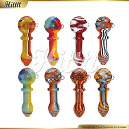 2024 Hot Sale Hand Pipe Glass Smoking Pipe Mini Glass Water Pipe 4.3 Inches Handmade Spoon Tobacco Pipe Random Colours