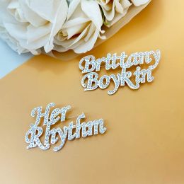 Brooches DODOAI Custom Name Brooch Personalised Diamond Letter Badges Stainless Steel Customised Logo Brooch Women Men Jewellery Gifts