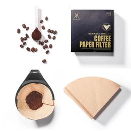 RECAFIMIL Coffee Filter Paper Count Disposable Coffer Filters Natural Cone V-Shaped Unbleached Filter for V.60 Coffee Dripper 240130