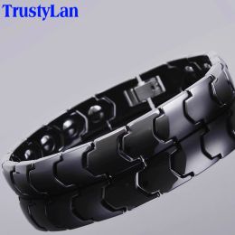 Bracelets Black Ceramic Men's Bracelet Men White Bracelets For Women Health Therapeutic Magnetic Wristband Couples' Jewellery Accessories