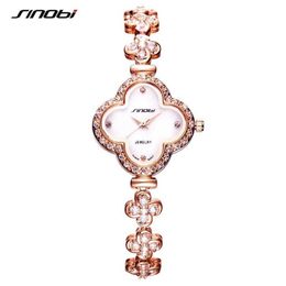 Wristwatches SINOBI Top Watches Women Fashion Four Leaf Clover Shape Bracelet Wristwatch Noble Ladies Jewellery Watch231J