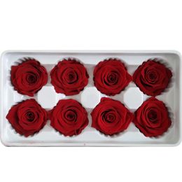 8pcs box High Quality Preserved Flowers Flower Immortal Rose 5cm Diameter Mothers Day Gift Eternal Life Flower Material Box304m
