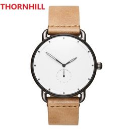 subdial work High quality mens watches quartz movement pilot watch chronometre wristwatch leather strap stainless steel case water257s