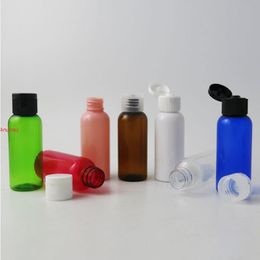 50 x 50ml Travel PET Plastic Cream Bottle with White Black Clear Flip Top Cap Insert Set 5/3oz Cosmetic Shampoo Containersfree shipping Hkfh