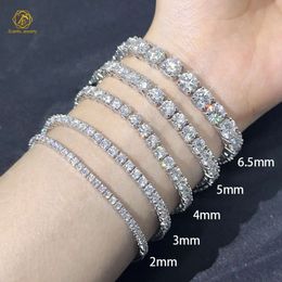 Hip Hop 925 Sterling Silver Vvs 2mm 3mm 4mm Gra Moissanite Diamond Cluster Iced Out Tennis Chain Bracelet Necklace for Men Women