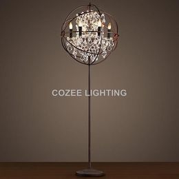 Floor Lamps Vintage Crystal Lamp Standing Lighting LED Orb Cristal Light Indoor Home Restaurant Living And Dining Room244Y