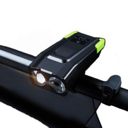 USB Rechargeable Bicycle Lamp with Horn 2 LED BikeFront Light 6 Lighting Modes Cycling Headlight Camping Waterproof Flashlight288G