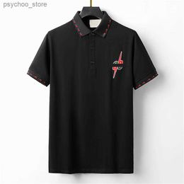 Men's Polos 2023Summer Clothes Luxury Designer Polo Shirts Men Casual Polo Fashion Snake Bee Print Embroidery T Shirt High Street Mens Polos Q240130