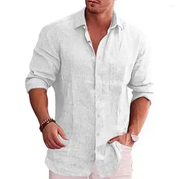 Men's Dress Shirts T Shirt Mens Tops Daily Home Solid Baggy Blouse Breathable Button-down Comfort Cotton Linen Long Sleeve Soft