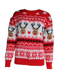 Women's Sweaters Women Christmas Sweater Casual Long Sleeve Round Neck Reindeer Pattern Classic Fit Knit Tops