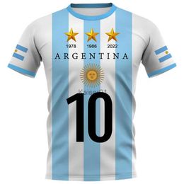 Fans Tops Tees Mens T-Shirts Argentine Flag Harajuku T-shirt For Mens Outdoor Running Football Sportswear Fashionable Loose Fitting Quick Drying O-neck Top