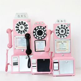 Handmade Retro Make Old Telephone Model Bar Cafe Wall Hanging Creative Pography Props Home Furnishing Nordic Style Decorative Obje256S
