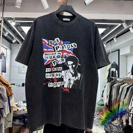 Men's T-Shirts Washed High Street Punk Rock Band Street T Shirt Men Women Tee Top Oversize Vintage T-Shirt 240130