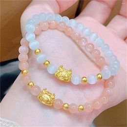 Charm Bracelets Classic Cartoon Dragon Opal Stone Beaded For Women Chinese Year Bracelet Bangle Birthday Party Jewellery Gift