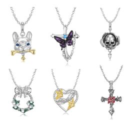 Necklace JIUHAO 100% 925 Sterling Silver Purple Butterfly Animal Cross Short Necklace for Women Korean Style Fashion Jewellery Necklaces