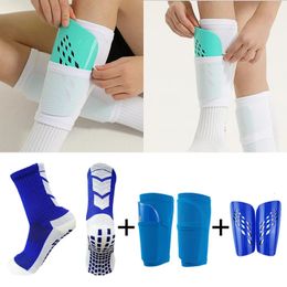 A Set Hight Elasticity Football Shin Guards Adults Kids Sports Legging Cover Outdoor Protection Gear Nop Slip Soccer Socks 240124