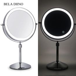 Mirrors 8" Round Led Light Makeup Mirror 10x Magnification Vanity Mirror Magnifying Table Standing Shaving Make Up Mirror with Light