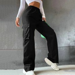 Fashionable womens casual jogger technology pants oversized solid trolley luggage handcart Y2k fashion wide leg cargo pants 240130