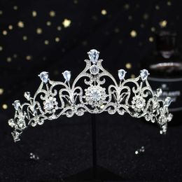 Light Blue Crystal Tiara Crown Princess Bridal Wedding Headband Hair Jewelry Accessories Fashion Headdress Pageant Prom Ornaments 268N