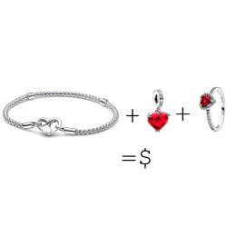 Necklace 2023 New Infinitydetailed Openable Heartshaped Clasp Original Pendant Red Heart Ring DIY Bracelet Set Women Jewellery Gift