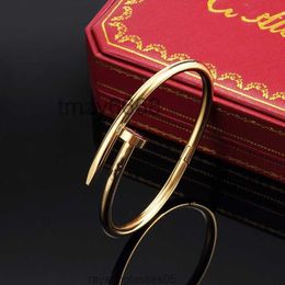 Nail Bracelet Designer Bracelets Luxury Jewellery for Women Fashion Bangle Steel Alloy Gold-plated Craft Never Fade Not Allergic Wholesale Car Large Clou Gift RLLR
