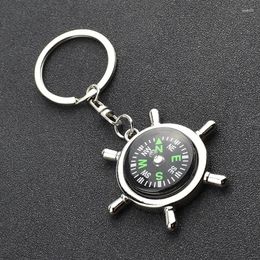 Keychains Creative Mini Outdoor Sports Simulation Ship Rudder Compass Car Keychain Backpack Pendant Men's