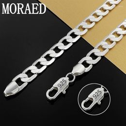 Chains 925 Sterling Silver 50cm 60cm 20 24 Inch 10MM Flat Sideways Figaro Chain Necklace For Women Men Jewellery Gift2695