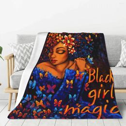 Blankets Black Women Art Butterfly Blanket Warm Lightweight Soft Plush Throw For Bedroom Sofa Couch Camping