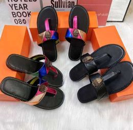 Slippers kurt geiger flip flops slippers women sandals stitching rainbow slipper fashions designer slides flat shoes eagle head diamond buckle plus size all match