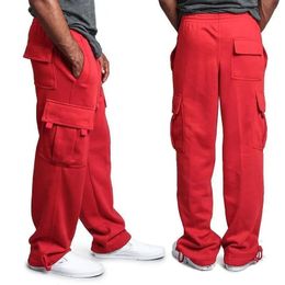 Men Cargo Jogger Pants Autumn Hip Hop Street wear Loose Trousers Multi Pocket Solid Colour Overalls GYM Sports Wear 240130