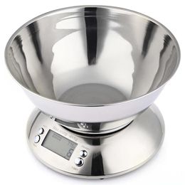 5kg 1g Stainless Steel Kitchen Food Scale LCD Digital Electronic Kitchen Weight Scales with Bowl Alarm Timer Temperature Sensor Y2335s