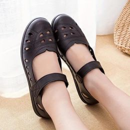 Sandals Women's Fashion Solid Colour Ankle Band Lightweight Soft Sole Hollow Out Shoes Closed Toe Summer