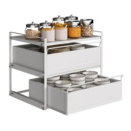 Holders Kitchen Pull Shelving Seasoning Rack Countertop Microwave Oven Storage Rack Desktop Supplies Seasoning Storage Basket 240122